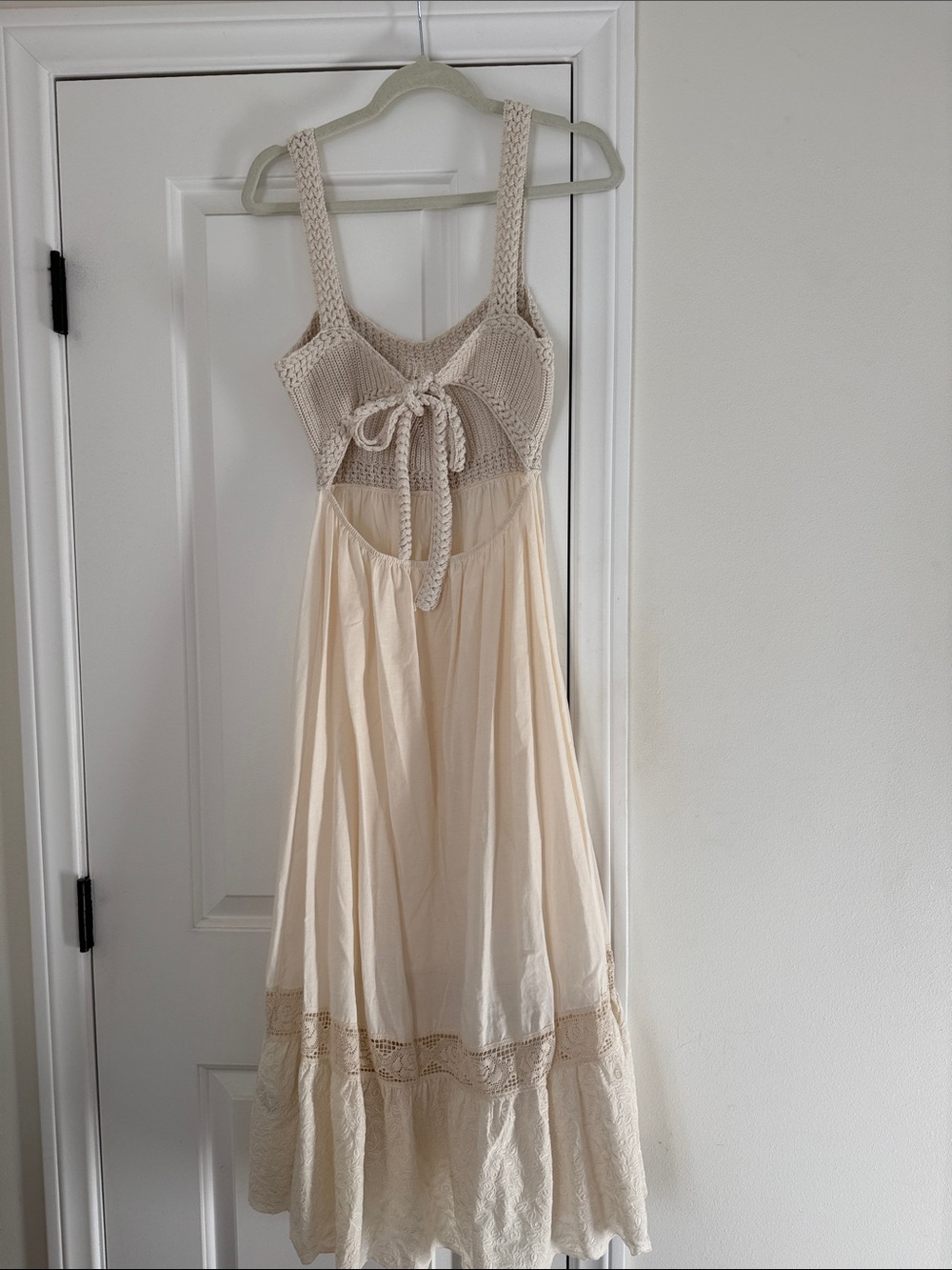 Zara Combination Cream Crochet Maxi Dress - Picture 4 of 7